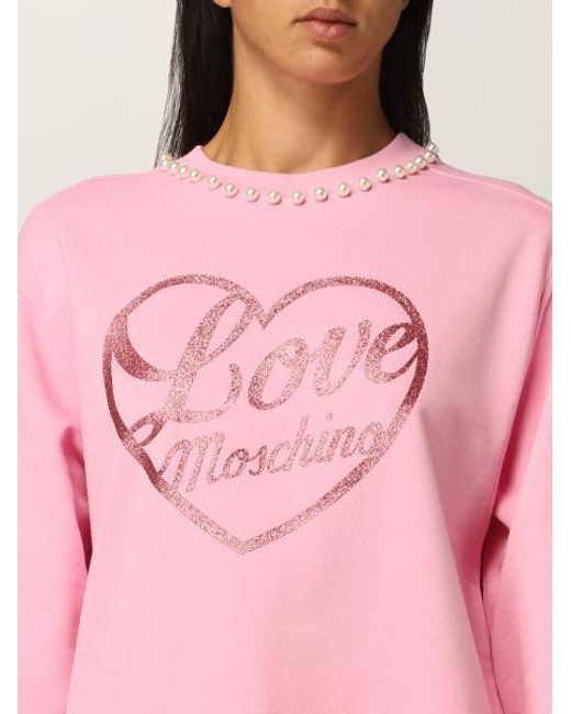 Moschino Pink Logo Graphic-Print Cotton Sweatshirt