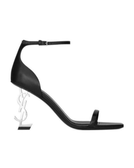 Saint Laurent White Opyum Square-Toe Sandals