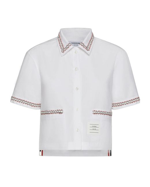 Thom Browne White Oxford Cropped Shirt
