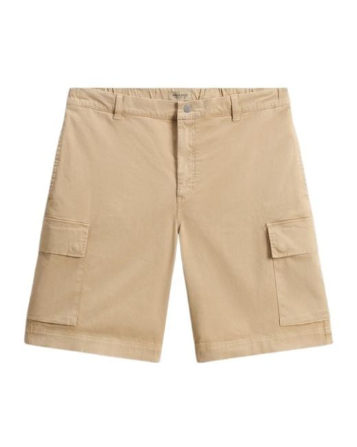 Woolrich Natural Garment-Dyed Twill Cargo Shorts for men