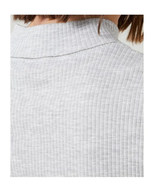 Brunello Cucinelli Gray Short-Sleeved Knitted Jersey T-Shirt