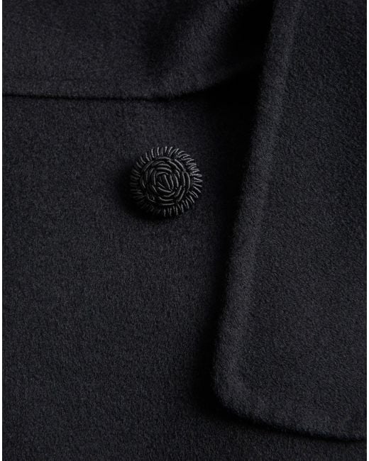 Valentino Black Faux Fur-Trimmed Double-Breasted Coat