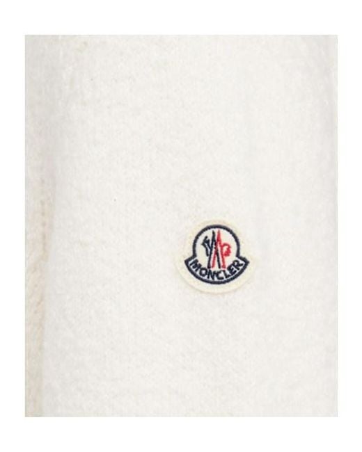 Moncler White Embroidered Logo Cotton Blend Sweater