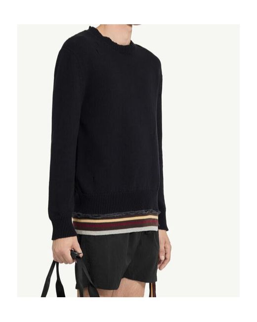 MM6 by Maison Margiela Black Distressed Jumper for men