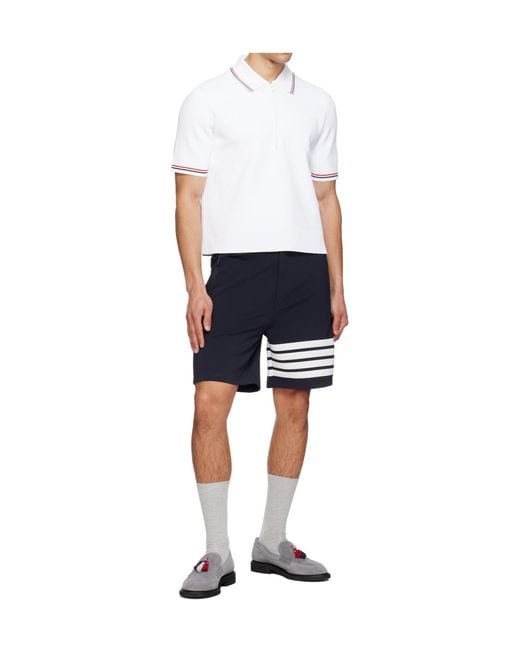 Thom Browne White Short-Sleeved Tennis Polo Shirt for men