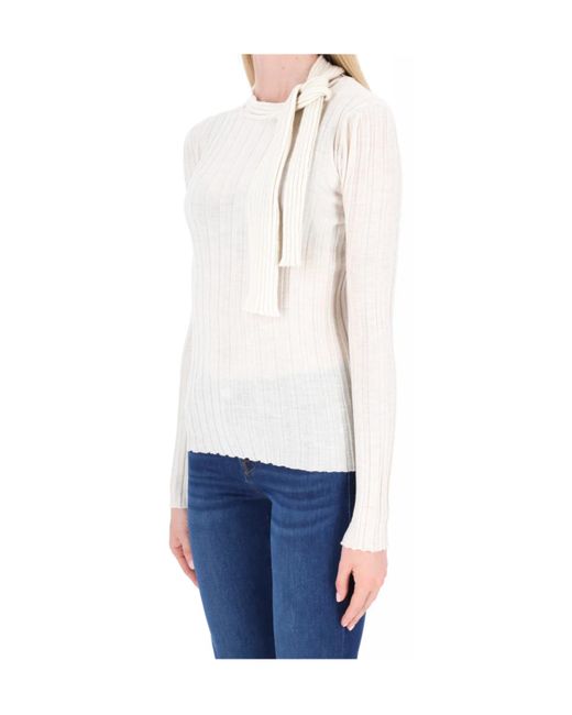 Philosophy Di Lorenzo Serafini White Roll Neck Crochet Jumper