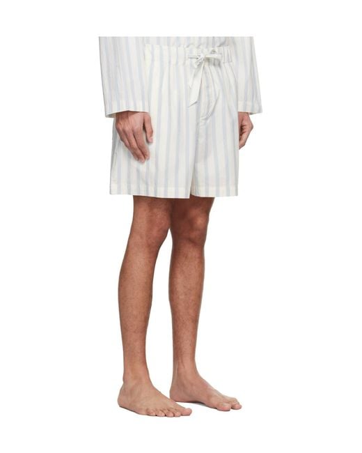 Tekla White Drawstring Pajama Shorts for men