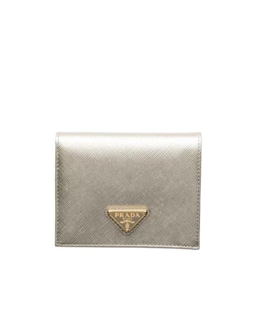 Prada White Small Saffiano Leather Wallet