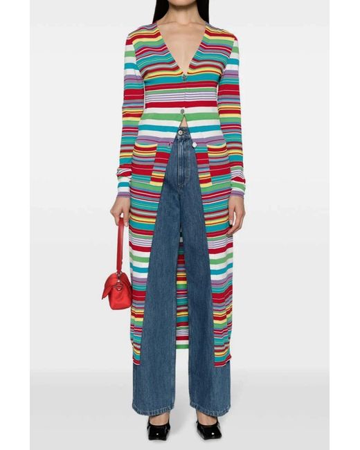 Moschino Blue Jeans Striped Knit Long Cardigan