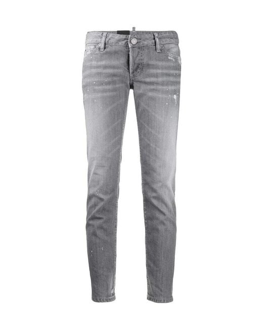 DSquared² Gray Slim-Fit Low Rise Trousers