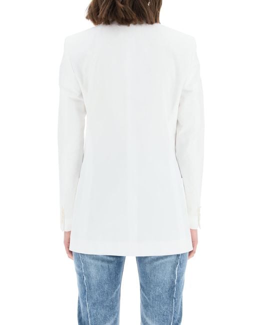 Maison Margiela White Double-Breasted Tailored Blazer