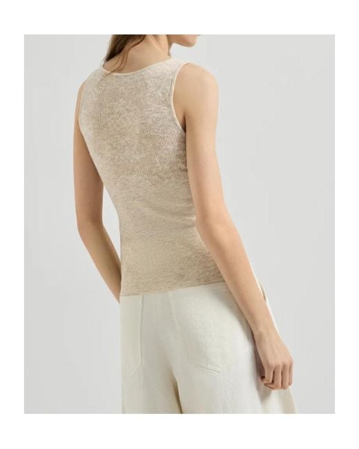 Brunello Cucinelli Natural Silk, Alpaca And Wool Flower-Lace Knit Top