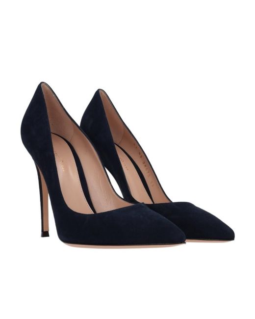 Gianvito Rossi Blue Pointed Suede Pumps