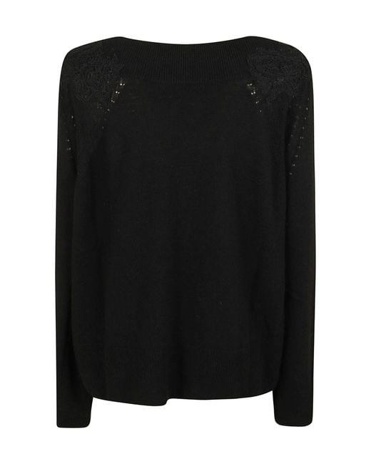 Ermanno Scervino Black Boat Neck Sweater