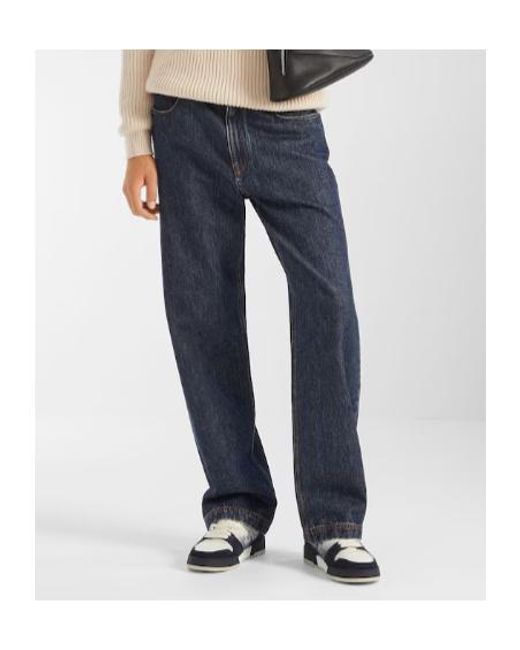 Fendi Blue Straight-Cut Long Jeans for men