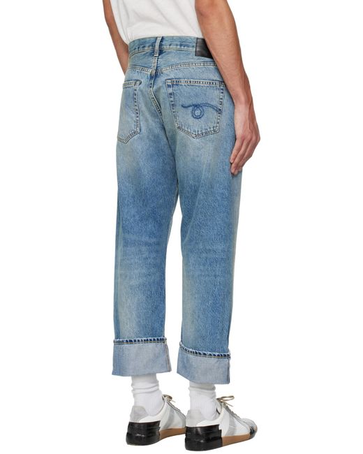 R13 Blue Rolled-Up Non-Stretch Jeans for men