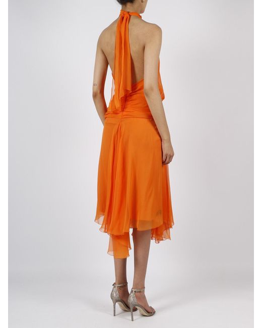 Alberta Ferretti Orange Logo Dress