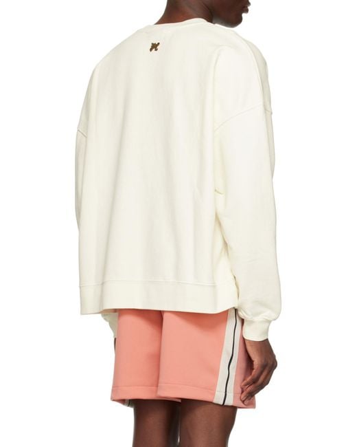 Palm Angels White Flamed Cotton Sweatshirt for men