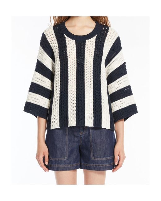 Weekend by Maxmara Blue Cotton Yarn Jumper