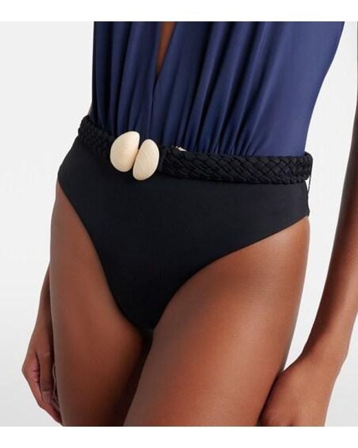 Johanna Ortiz Blue Halterneck Swimsuit