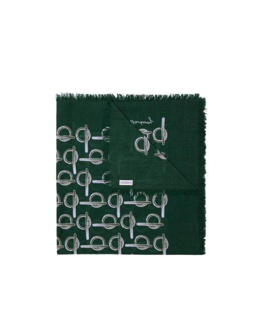 Burberry Green B Print Frayed Edge Scarf for men