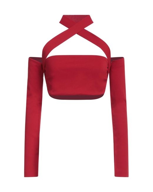 Dolce & Gabbana Red Minimalist Long-Sleeve Cropped Top