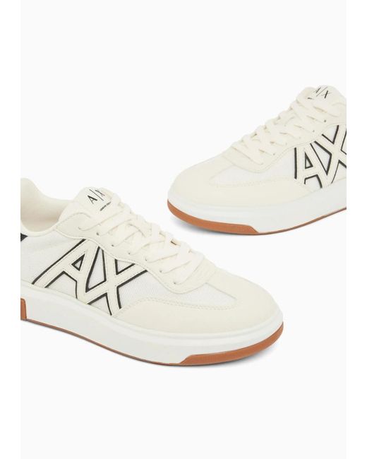 ARMANI EXCHANGE White Color-Blocked Sneakers for men