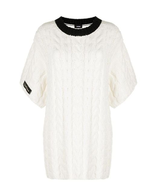 we11done White Oversized Cable-Knit Jumper