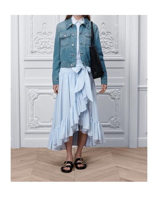 Dior Blue Iviera Cropped Jacket With Embroidered Collar