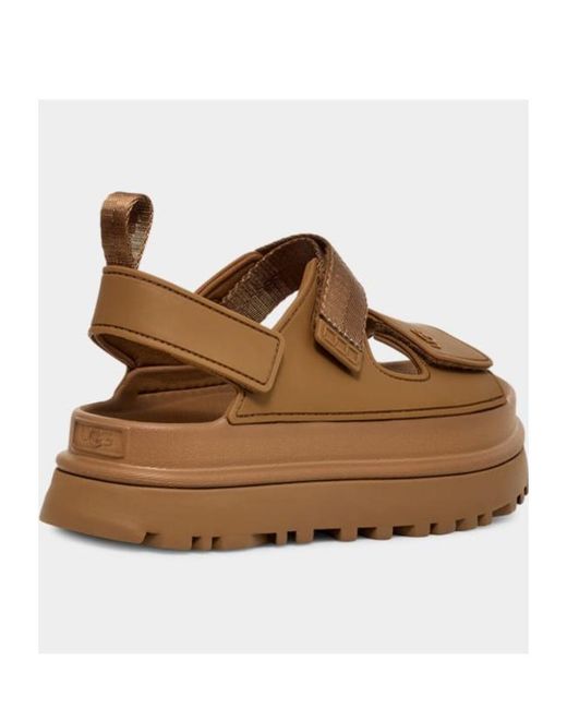 Ugg Brown Golden Glow Logo-Embossed Touch-Strap Sandals