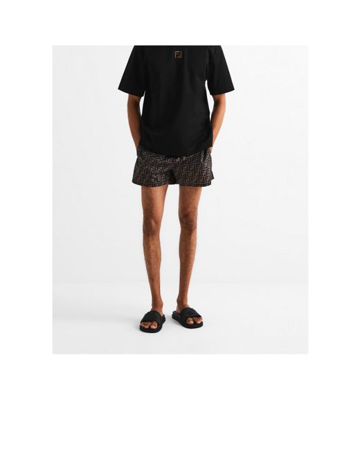 Fendi Black Solid Color Slippers for men