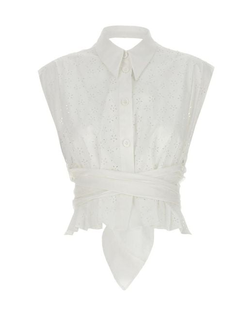 Philosophy Di Lorenzo Serafini White Wraparound Cotton Blouse