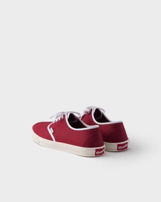 Prada Red Drill Lace-Up Sneakers for men
