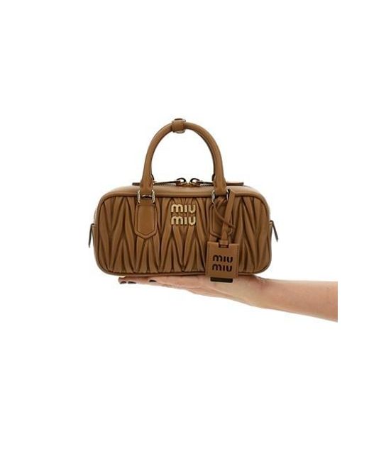 Miu Miu Brown Arcadie Matelassé Nappa Leather Bag