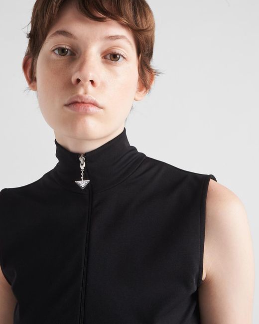 Prada Black Sleeveless Zipper Vest