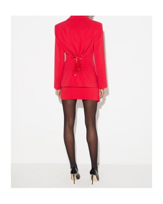 Elisabetta Franchi Red Lightweight Crêpe Jacket With Laces