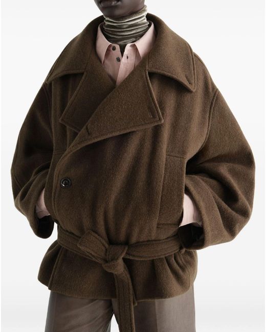 Lemaire Brown Short Double-Breasted Belted Coat