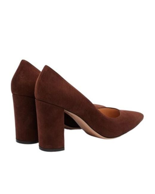 Gianvito Rossi Brown Solid Suede Pumps