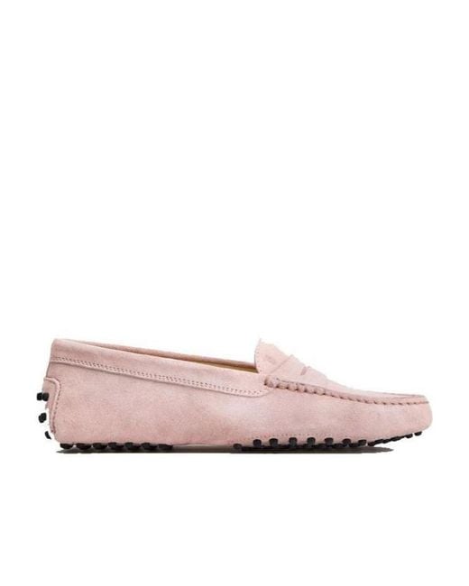 Tod's Pink Almond Toe Suede Loafers