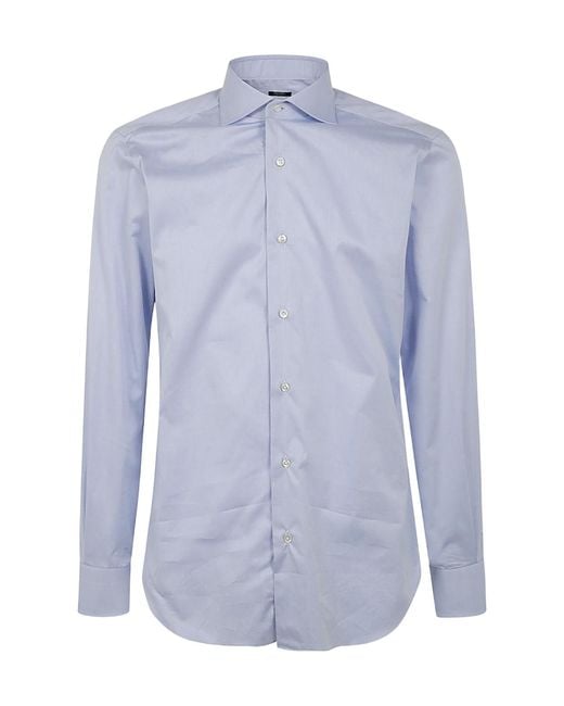 Barba Napoli Blue Long-Sleeved Shirt for men