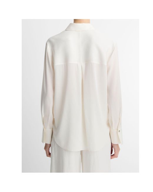 Vince White Long-Sleeved Button-Front Shirt