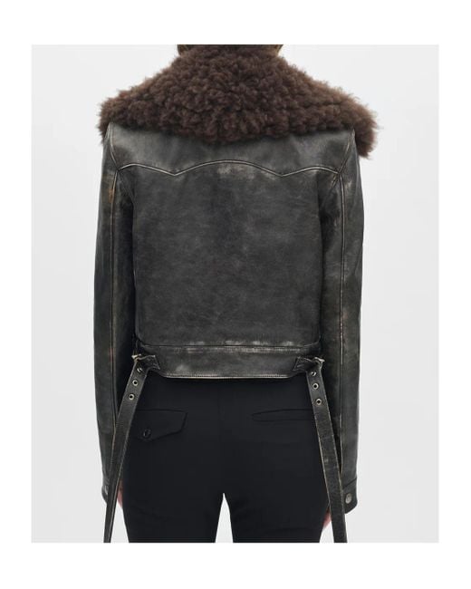 Ann Demeulemeester Black Shearling-Collar Jacket