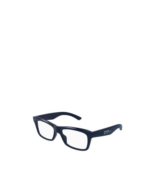 Balenciaga Blue Eyewear Rectangle Frame Glasses for men