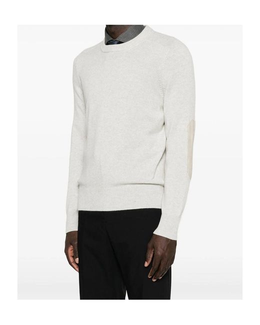 Brunello Cucinelli White Elbow-Patch Sweater for men