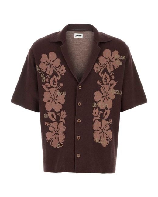 Magliano Brown Riviera Floral Knit Shirt for men