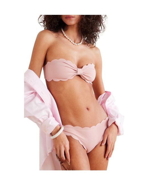 Marysia Swim Pink Scalloped Recycled-Seersucker Bikini Briefs