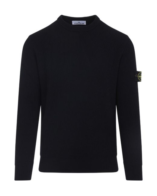 Stone Island Blue Logo Patch Knitted Sweater for men
