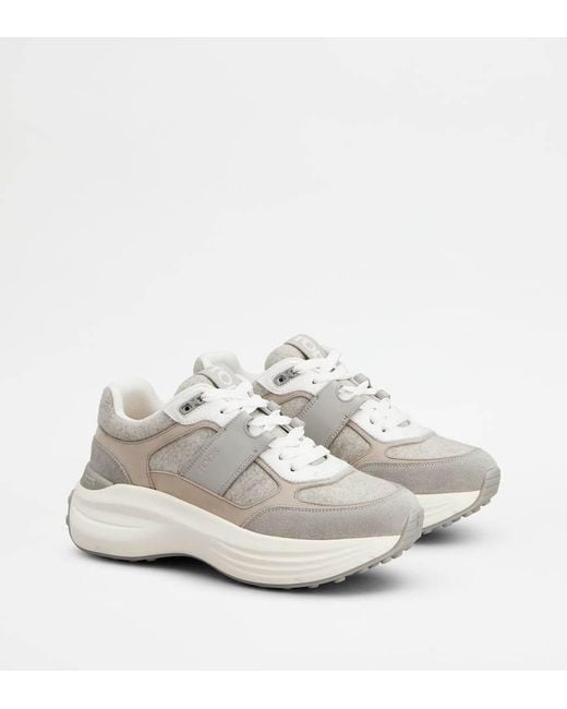 Tod's White Round-Toe Lace-Up Sneakers