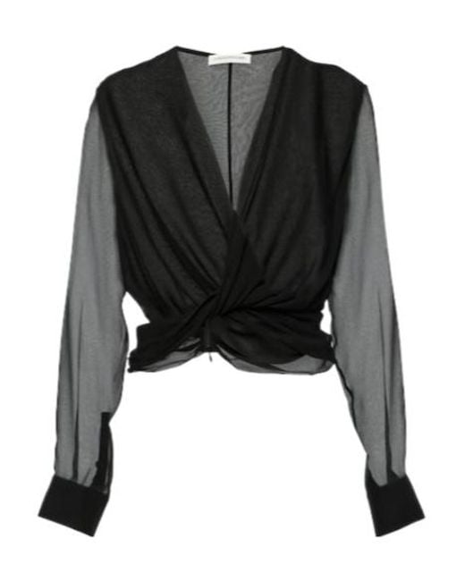 Christopher Esber Black Springs Silk Georgette Blouse