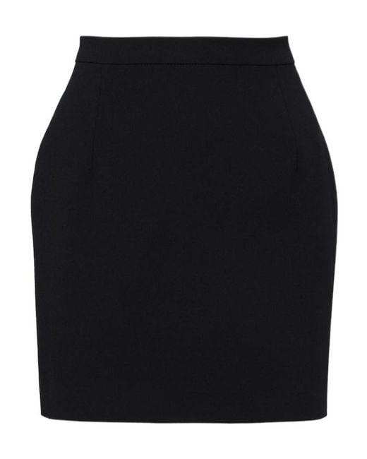 Alessandra Rich Black Wool-Blend Crepe Mini Skirt